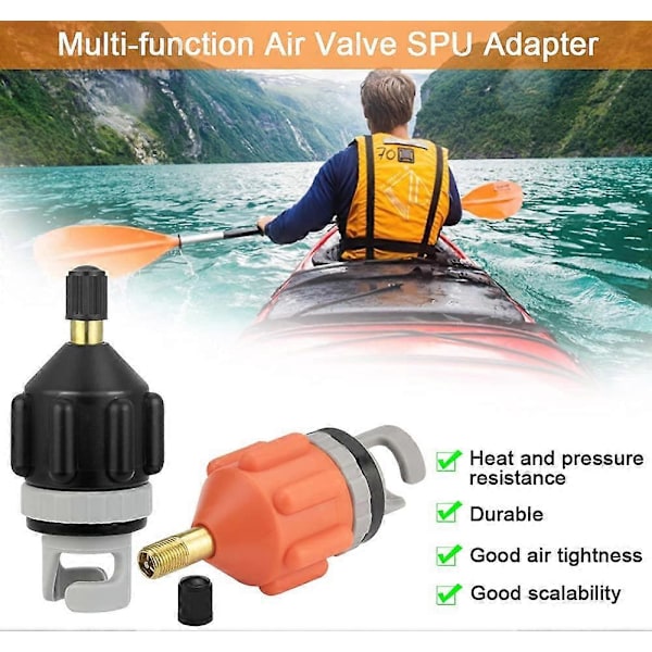 2 ST Orange Pumpadapter Svart Kajakadapter Båtpumpadapter Kajakpumpadapter Luftpump Kajak Uppblåsbara Pumpar