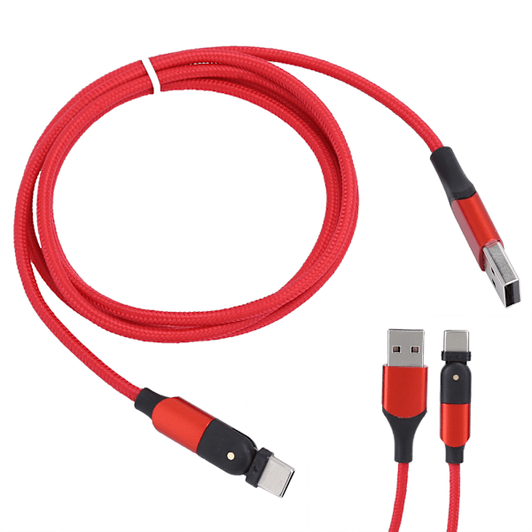 Micro USB-kabel 180 graders roterande typ-c laddningskabel för Samsung/Xiaomi/Huawei 1,2 m röd 1,2 m/3,9 fot