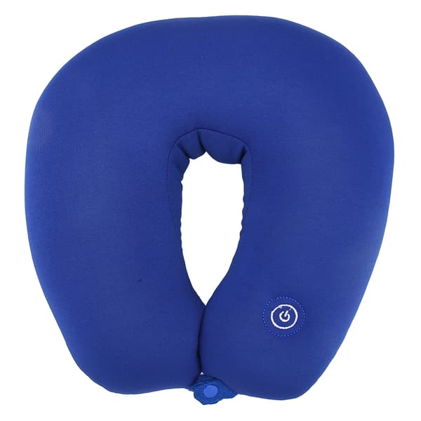 Resekudde Memory Foam U-formad elektrisk vibrationsmassage flygplansnackmassagekudde blå