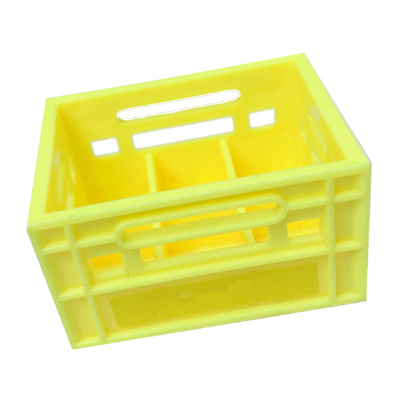 Miniatyr öl korg modell plast dockhus öl låda lätt konstgjord mini öl fall hem bar dekor gul