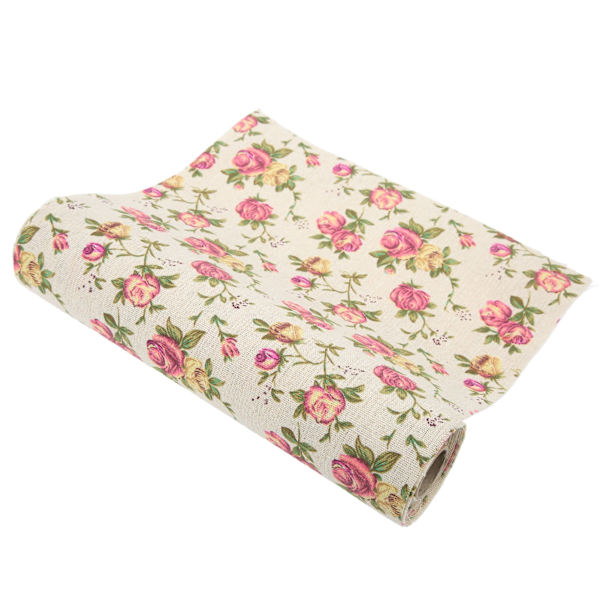 5 meter blomstermønstret bånd Rose Print håndlaget 28 cm bredde Burlap trykt bånd for DIY håndverk dekorasjon