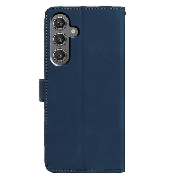 Etui til Samsung Galaxy A56 5G, sommerfugl blomst trykt PU læder pung stativ telefonbeskyttelse Blue