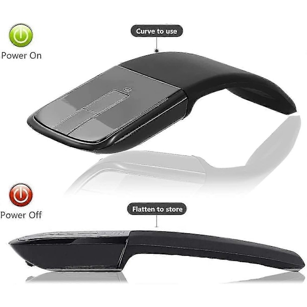 Mini Trådløs Mus Sammenleggbar Arc Touch Mus 2.4ghz Optisk Datamus USB-Mottaker For Microsoft PC Laptop (svart)