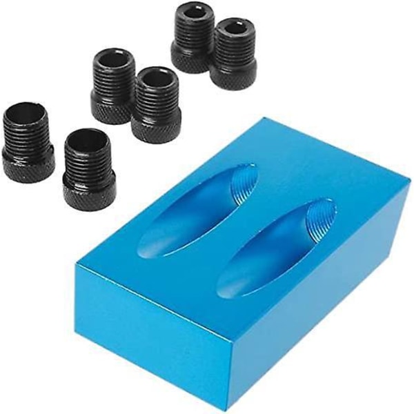 15 asteen kulman taskureikäjigi-sarja 6/8/10 mm:n reikäadapterilla puuntyöstöön, kulmaporakoneen ohjain