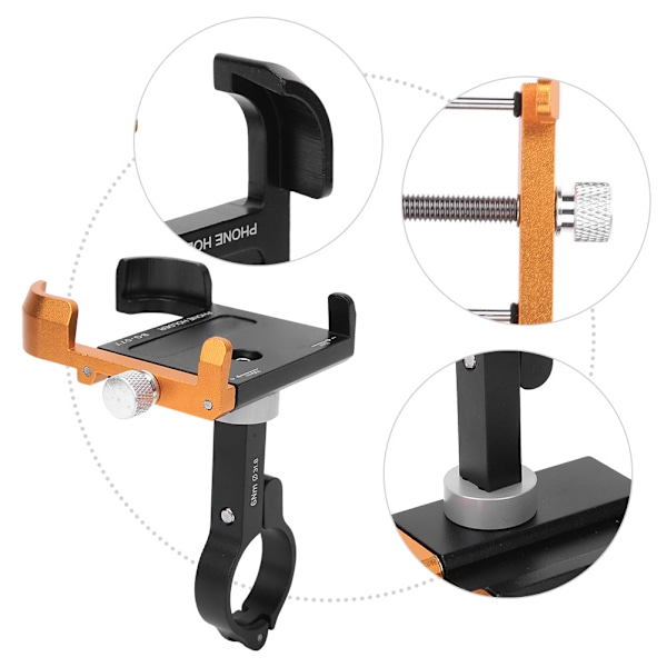 Aluminiumlegering 360 graders roterende sykkeltelefonnavigasjon fast brakett svart gull
