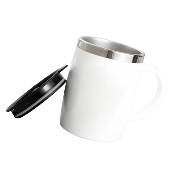 304 Rostfritt stål Kaffe Mugg med lock Söt Droppresistent Drickmugg för Kontor Hem Vit 420ml