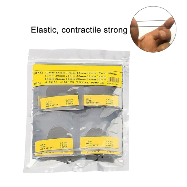 950 st O-ring Watch Back Packning Gummitätningsbrickor Set Ersättning 12-30 mm 0,5 mm