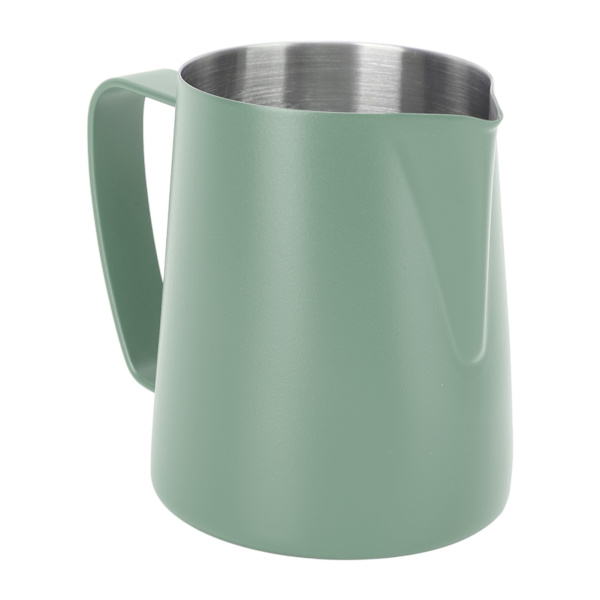 Melkeskummerkanne med spiss tut for skumming av kaffe, 310 ml, 304 rustfritt stål med innvendig skala, mørkegrønn