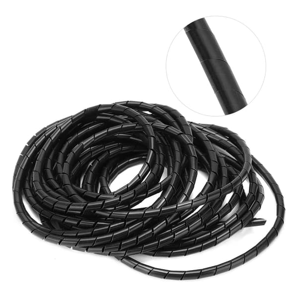 Spiral Ledningsvikling Ledning Fleksibel Kabel Organizer Management Sort Φ8mm 10 Meter til Ledningsføring