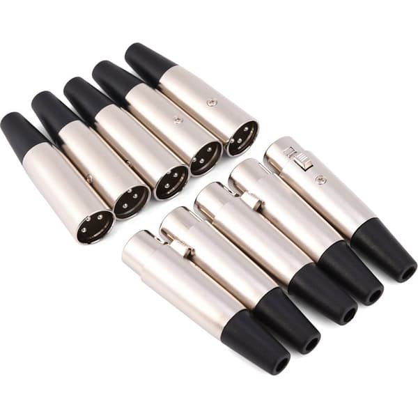 5 XLR 3-pin hann-hunn-kontakter for profesjonell mikrofonkabel