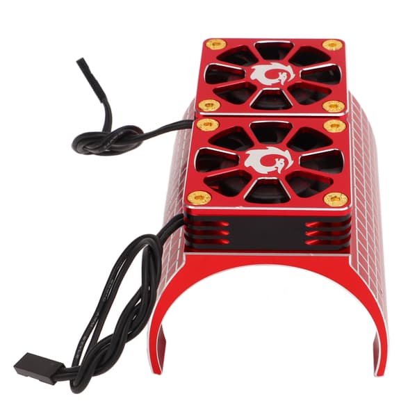 RC Motor Dobbelt Køleventilator Køleplade Aluminiumlegering 5 til 7,4V 1/5 RC Tilbehør til Traxxas Rød
