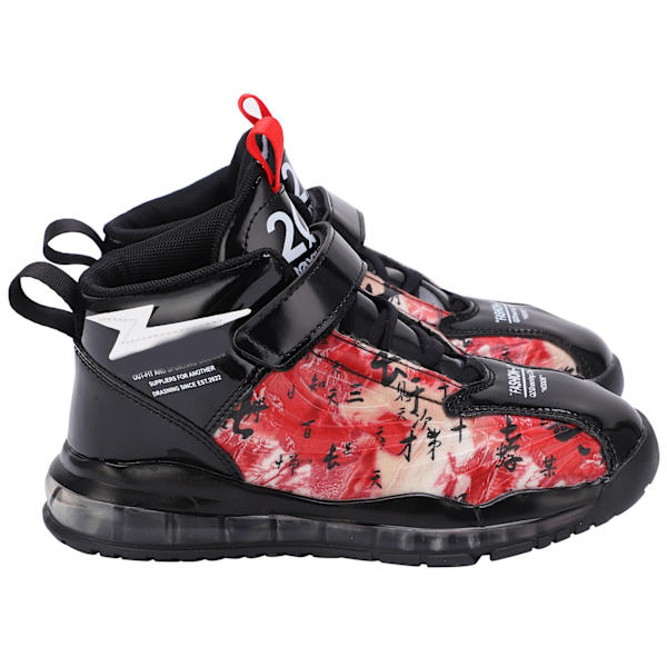 Barn Pojkar Fashionabla Sneakers Barn Andas Halkskydd Tryck Sport Löparskor Svart+Röd 28
