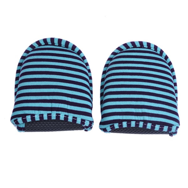 Resor Bärbara Vikbara Återanvändbara inomhus, mjuka, halkfria tofflor i bomull (Man Green Stripes)