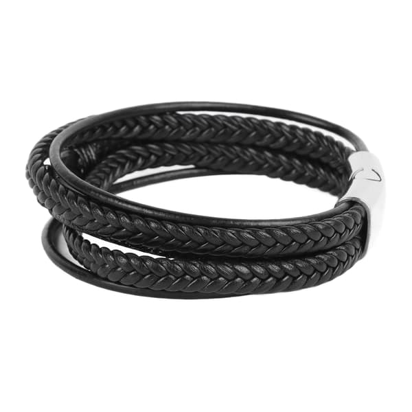 8-tegns armbånd i lær og rustfritt stål, justerbart stilig armbånd for menn, gave