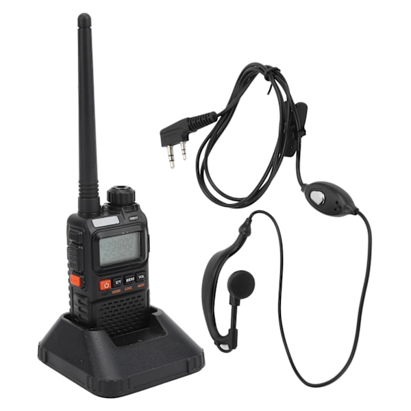 Bärbara Walkie Talkies Set Handheld LCD Display Walky Talky med Hörlurar 100‑240V Svart EU-kontakt 100‑240V