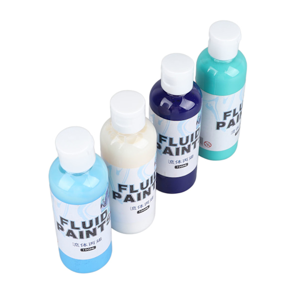 Høj Flow Akrylmaling Sæt Fade Resistent Safe Miljøvenlig 4 Farve Akryl Hældning Maling 100ml