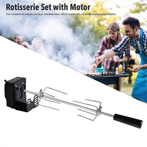 Rotisserie-sett i rustfritt stål, automatisk grillsett EU-plugg