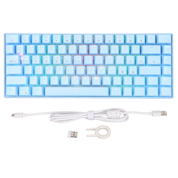 Mekanisk tastatur 82 taster RGB Tre moduser Støtte trådløs 2.4G BT3.0 Ergonomisk 1800mAh batteri Kablet tastatur Brun bryter