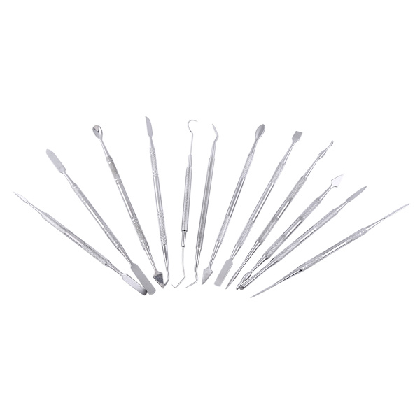 12 st rostfritt stål dubbelsidigt vax carving set för dekoration Smycken Dental Lab