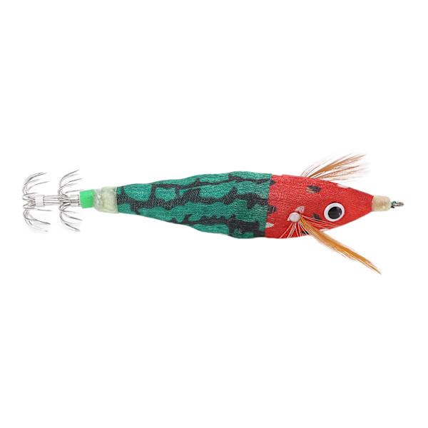 Fiskespöjiggar bete bläckfisk jigg krok hård fiskedrag med lysande effekt för havsbåt flod fiske damm fiske röd huvud mörk grön kropp