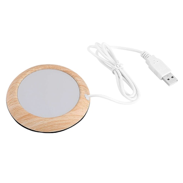 Puukuvioinen kannettava kupinlämmitin USB-kaapelilla toimisto-/koti-/matkakäyttöön, sopii ruostumattomasta teräksestä valmistetuille kupeille, keraamisille kupeille, lasikupeille jne.