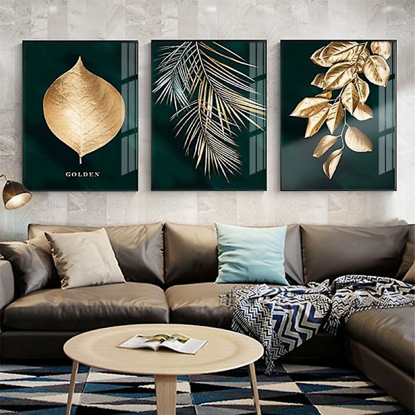 3 Design Seinäjulisteen Sarja Metsä Kultalehti Palmu Kehyksetön Seinätaide Sisustus Olohuoneeseen