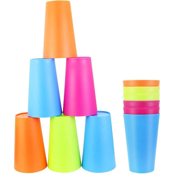 Bærbart, gjenbrukbart plastbegersett - 12 stk, 260 ml, 4 farger - Ideelt for tannbørste, oppvask, grill, camping, hjem, barn