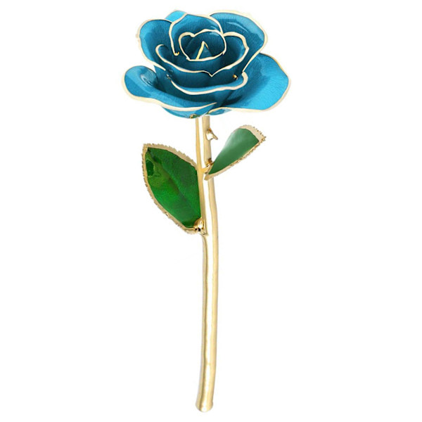24K gullforgylt roseblomst himmelblå for valentinsdagdekorasjoner ornamenter håndverk