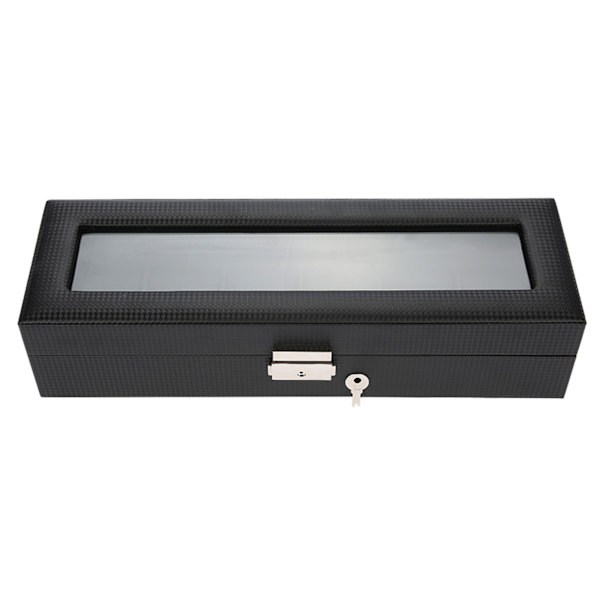 6 Grids PU Carbon Fiber Læder Ur Holder Armbåndsur Display Case Smykker gave opbevaringsæske