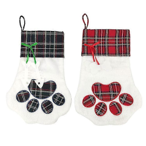 Julestrømper store kjæledyr julestrømper Røde og grønne hundePOTER julestrømper