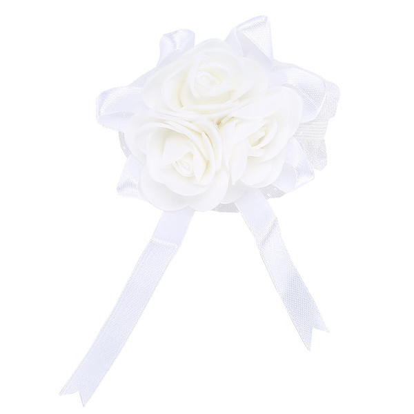 Vakker håndblomst brudepike håndledd Corsage Bryllupsdekorasjoner (hvitt bånd)