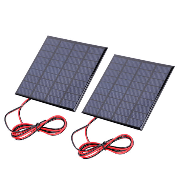 2 stk DC9V 2W Epoxy Solcellepaneler Polysilisium Batteri Leker Lader Modul med 100 cm Kabel
