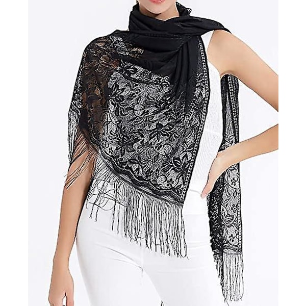 Elegant spets Pashmina sjal för kvinnor - Perfekt för bröllop