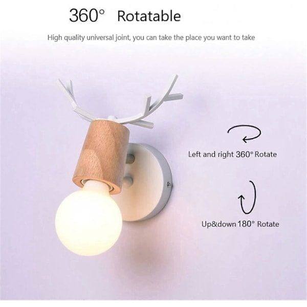 E27 Væglampe Væglampe Børns Dekorativ Jul Kreativ Gevir Hjorteform Lamper lampe Til Soveværelse, Stue, Hall