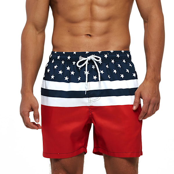 Hurtigtørrende Herre Strandshorts Badebukser - Amerikansk Flag