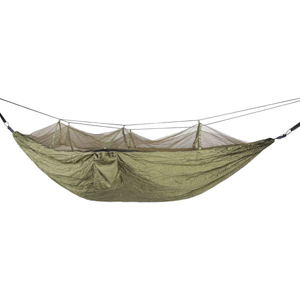 Campinghängmatta med nät 210T nylontyg Anti Fall Fällbar Mörk OD Grön 440,9 lb Bärbara hängmattor för utomhusresor