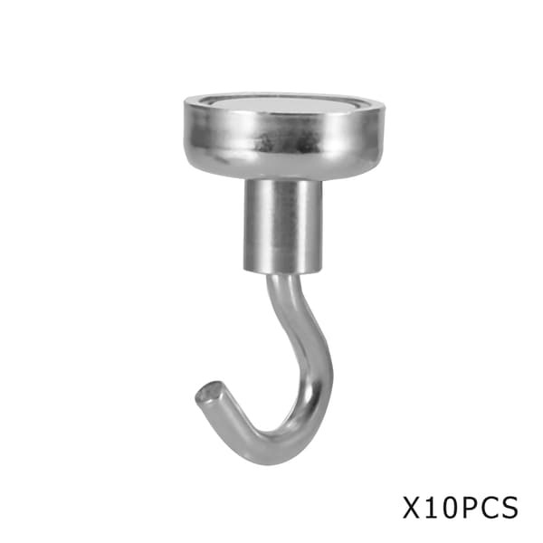 10 stk sølvfargede magnetiske kroker for innendørs og utendørs bruk (D20mm)