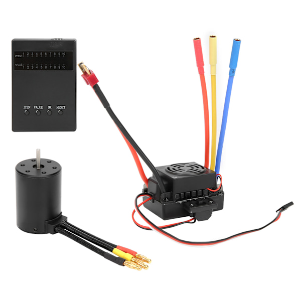 3650 Borstlös motor 4300KV+60A Borstlös ESC T-kontakt Programmeringskort Set för 1//10 RC Bil
