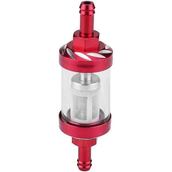 Motorcykel Metal Glas Brændstoffilter 8mm Gevind Skift Rød