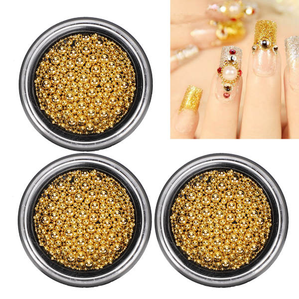 3 Box Nail Art Muodikas teräspallokynsi Tee itse metalliset mikrohelmet manikyyrityökaluGZ10