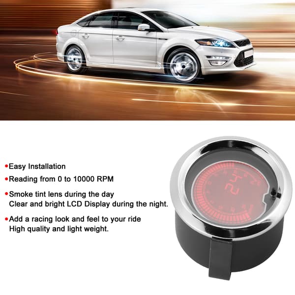 2in/52mm Universal 7 farveskift bil turbotryksmåler 10000RPM LCD-display eftermontering