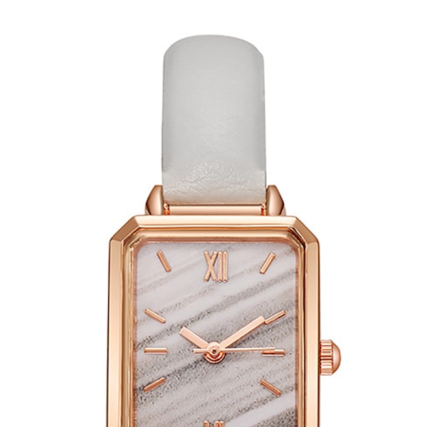 Klokke Liten Elegant Vintage Enkel Stil Rektangel Rustfritt Stål Fasjonabelt Armbåndsur For Kvinner Hvit