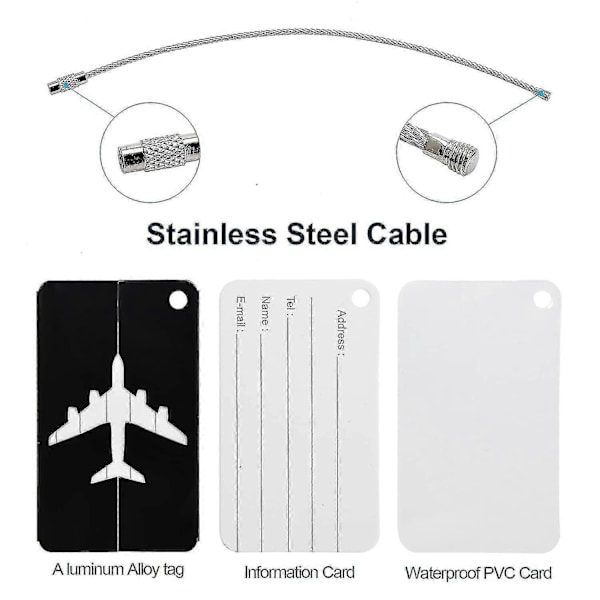 Bagagemerker for Kofferter, 6 Pakk Bagasjelapper Aluminium Legering Koffertmerker Med Ståltråd For Reisebagasje Identifikasjon 6 Farger