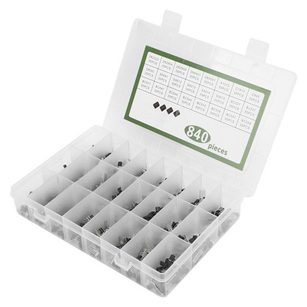 840 stk. effekttransistorkit, triodesortiment, industrielle kontrollkomponenter TO‑92