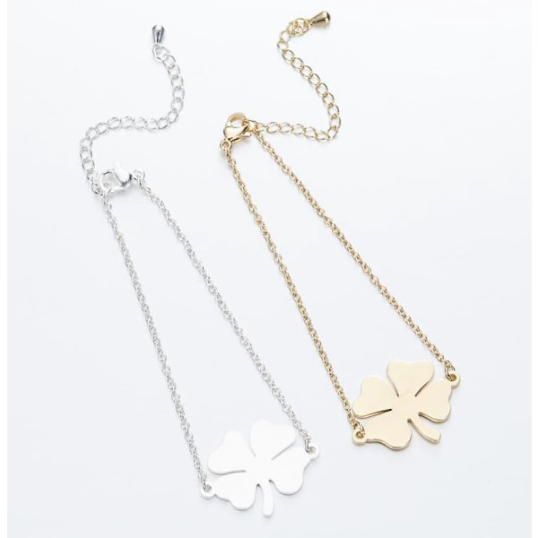 Lucky Clover Symbol Bracelet Set for Women (Gold + Silver)