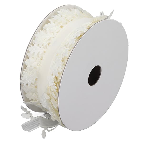 Bladformad spetskantband DIY Bröllop Polyesterband för presentinslagning Kransframställning 4cm (Vit)