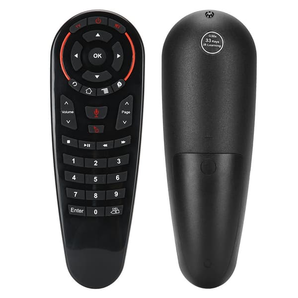 USB 2.4G trådløs Air Fly Mouse bevægelsessensor Smart stemmefjernbetjening sort