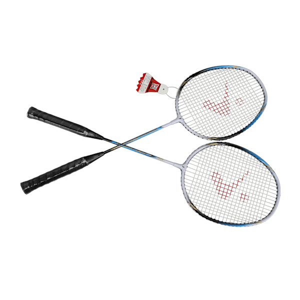 1 par blå badmintonracketsett i aluminiumlegering med komfortabelt håndtak og sklisikkert badmintonracketsett