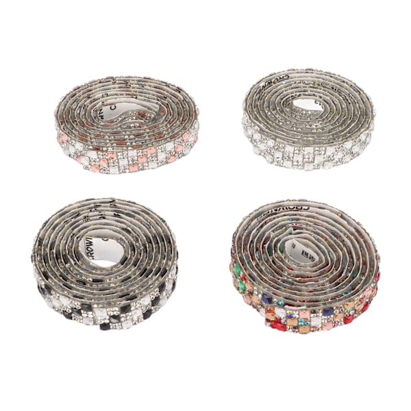 4 st Rhinestone Band 1,2 cm bredd 1 meter längd Mode Utsökt Självhäftande Rhinestone Tejp för DIY Skor Kläder