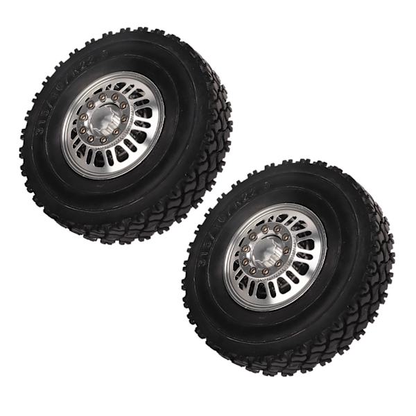 2-pack aluminiumfälg och däckkit för Tamiya 1/14 RC-traktor, ersättningsdäck, främre hjullager